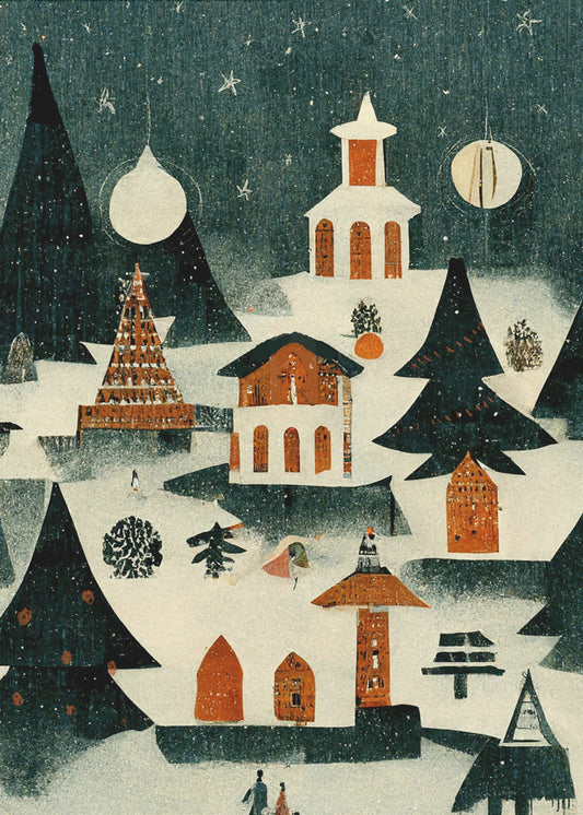 Winter Village Glow | Leinwand