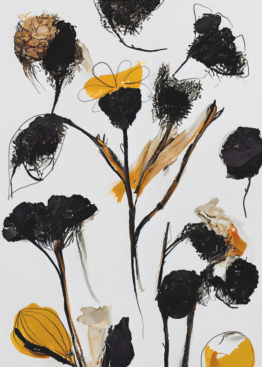Schwarze Trockenblumen | Poster