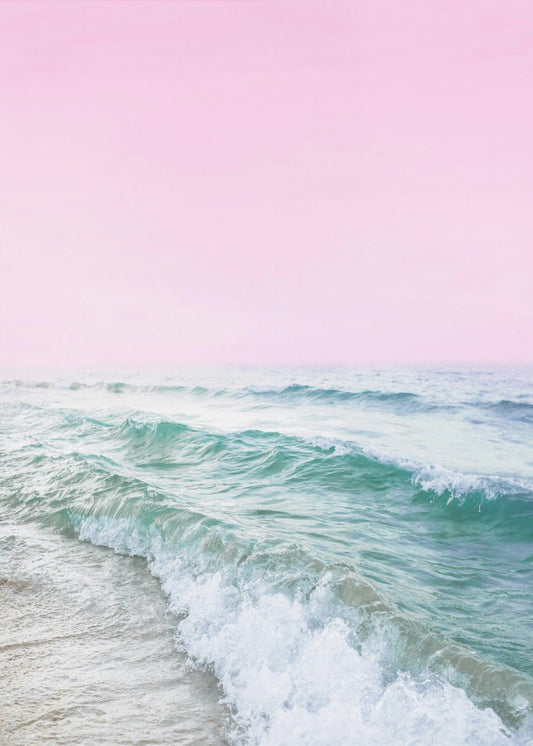 Rosa Himmel Strand | Leinwand