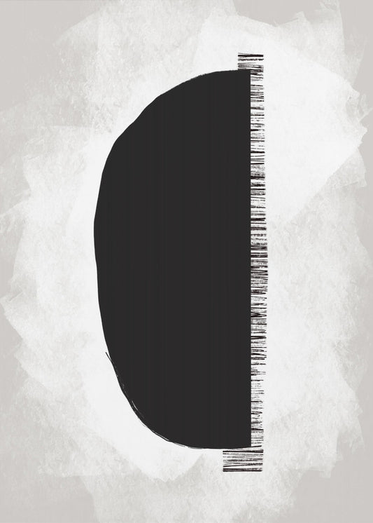 Schwarze Form vor strukturiertem weißem Hintergrund | Poster