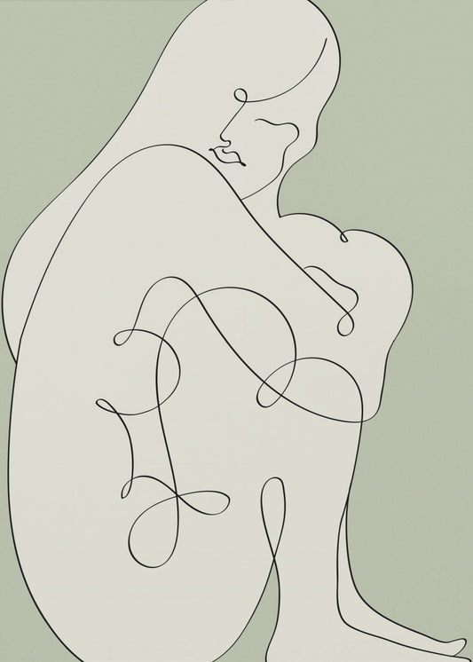 Sitzende Frau Grün | Leinwand