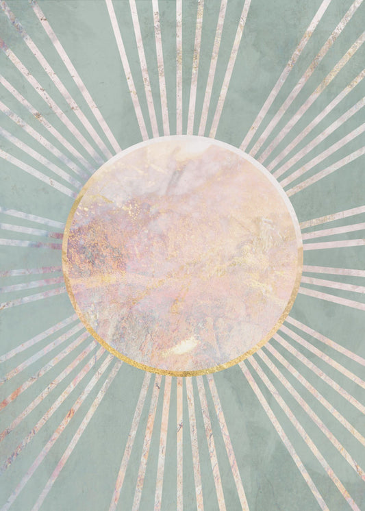 Salbeigrüne Boho Sonnenstrahlen | Leinwand
