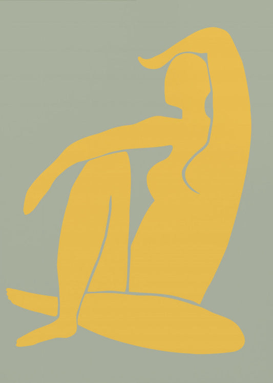 Figur Grün und Gelb Matisse Stil | Leinwand