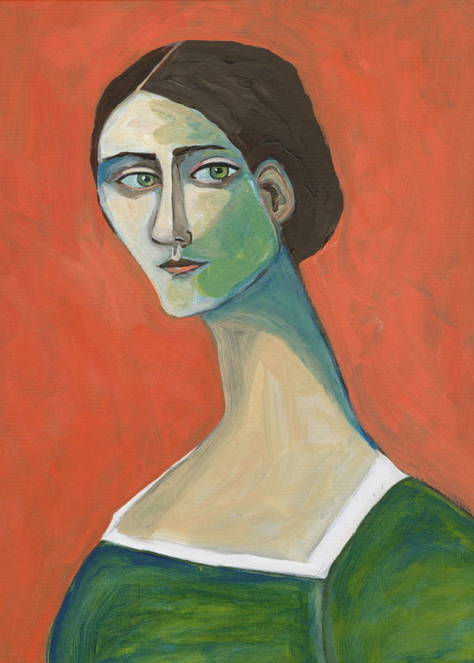 Vintage Frau in Grün | Leinwand
