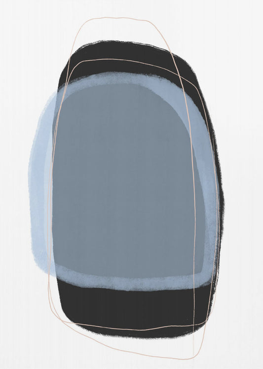 Geometrische Formen in gedämpften Blau- und Schwarztönen | Poster