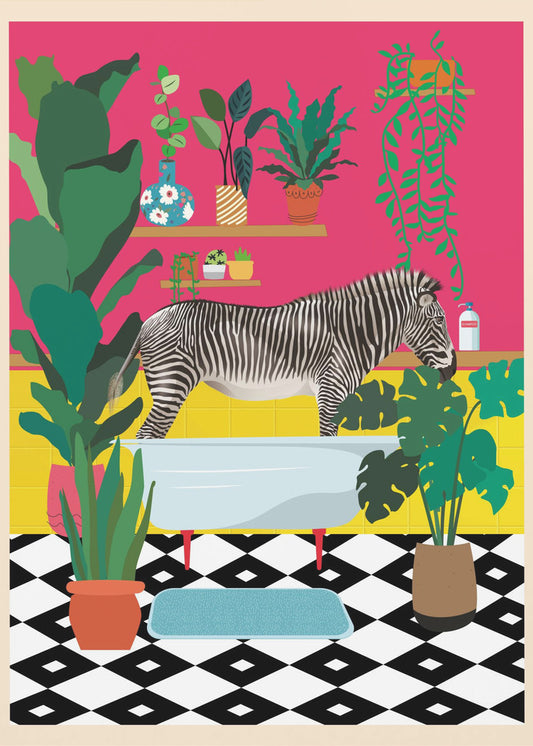 Zebra-Badezeit | Leinwand