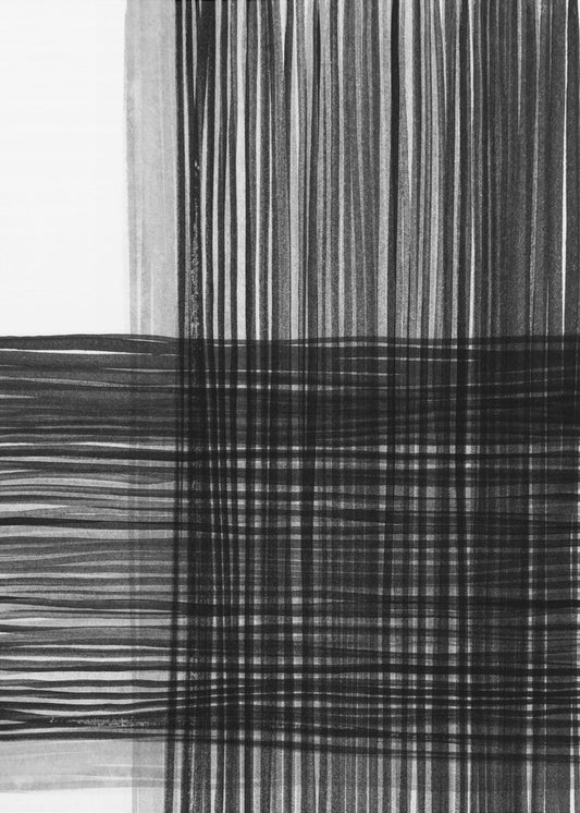 Schwarze und graue Linien bilden ein Gittermuster | Leinwand