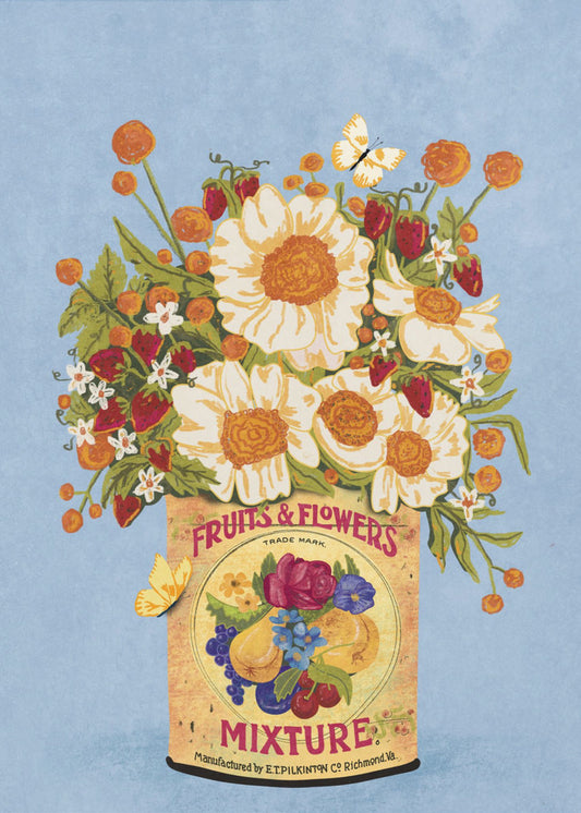 Blumen in einer Vintage-Teedose | Leinwand