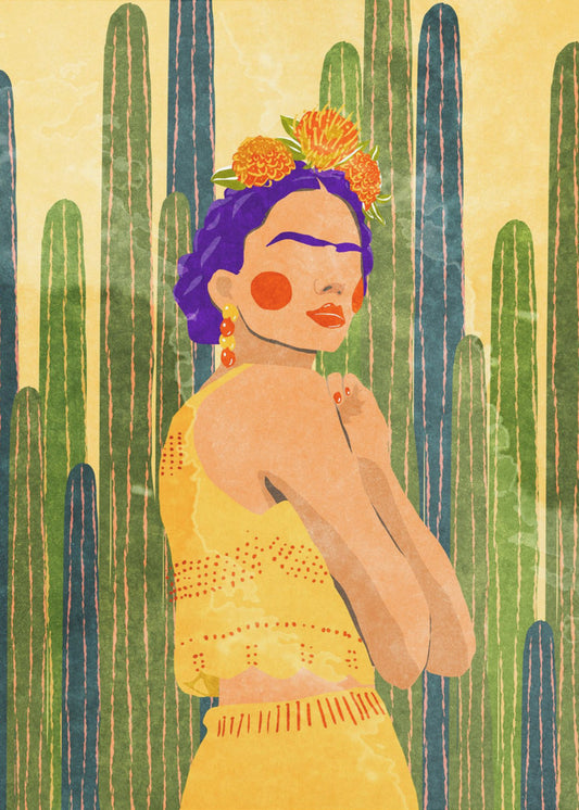 Frida und Kakteen | Leinwand
