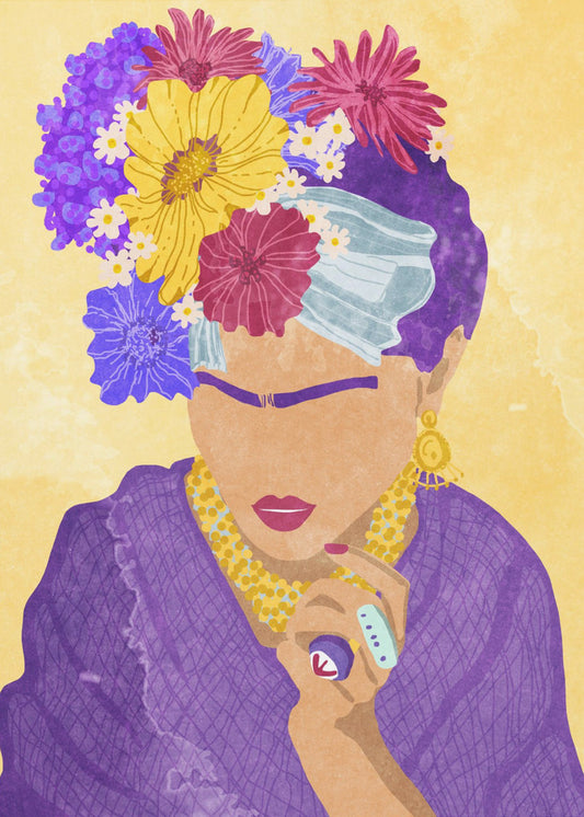 Frida und Blumen | Leinwand