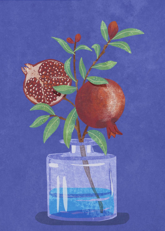Granatapfel in Vase | Leinwand