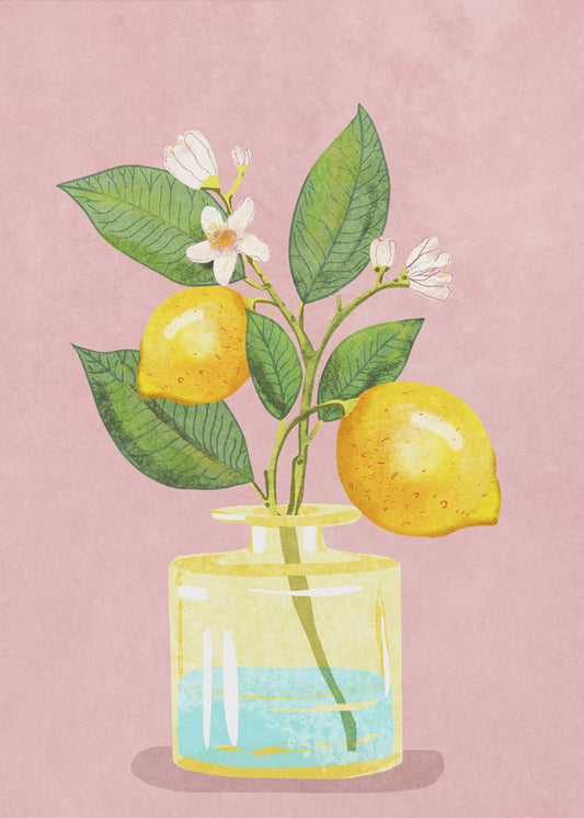 Zitronenstrauß in Vase | Leinwand