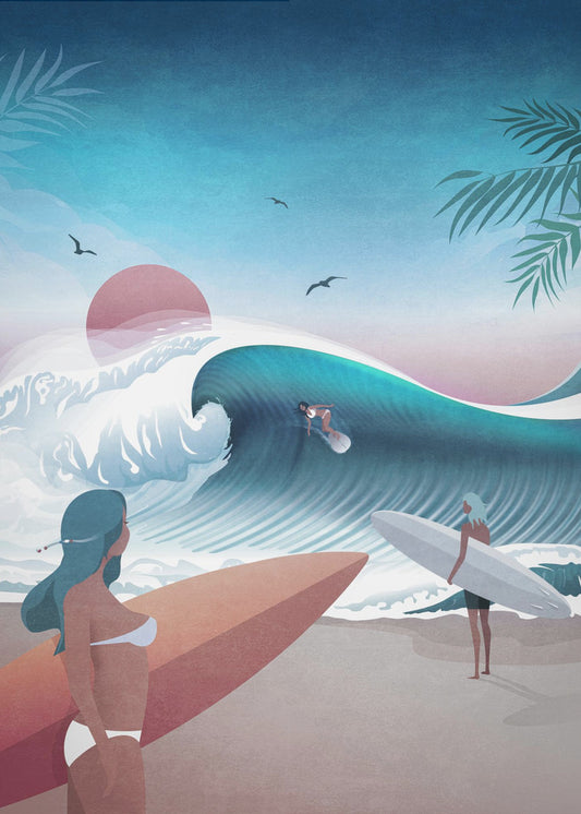 Sonnenuntergang Surfszene | Poster