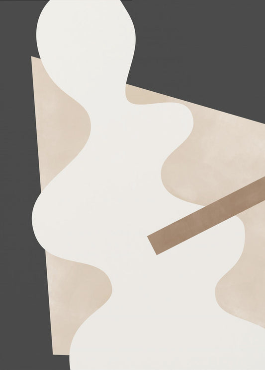 Beige Graphic Curves Art | Canvas
