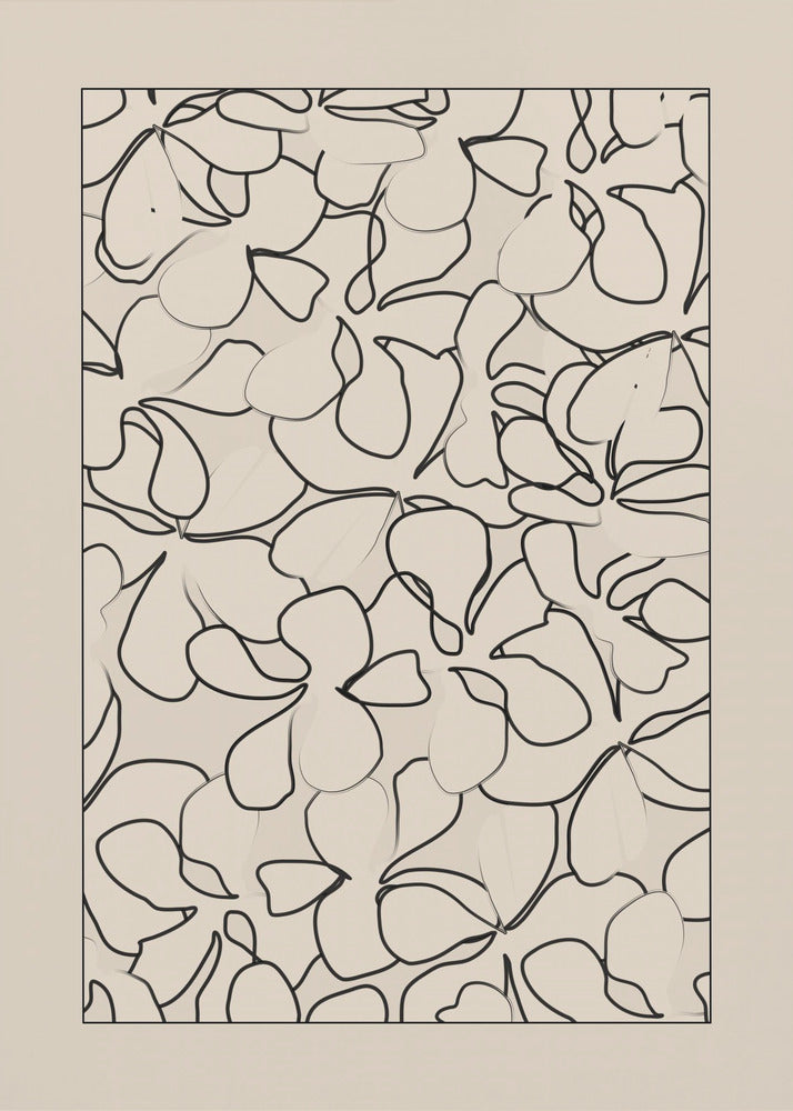 Nahtloses Muster aus umrissenen Blumen | Poster