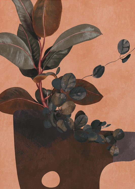 Leaves More 6 Red | Canvas