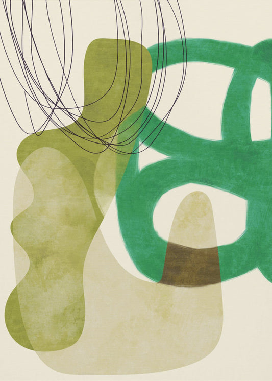 Gemalte Linien Grün Tan Kopie | Poster