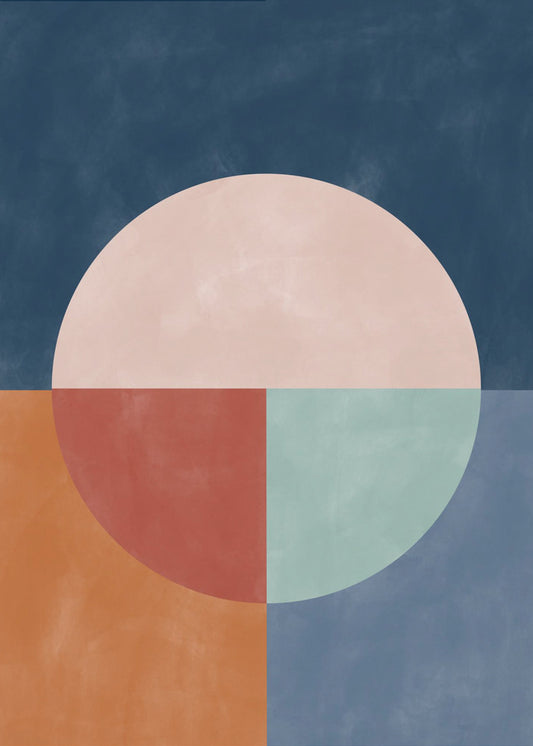 Geometric Abstraction With A Large Pastel Circle | Canvas