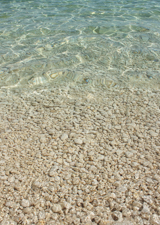 Aqua Ocean und Goldene Kieselsteine | Leinwand