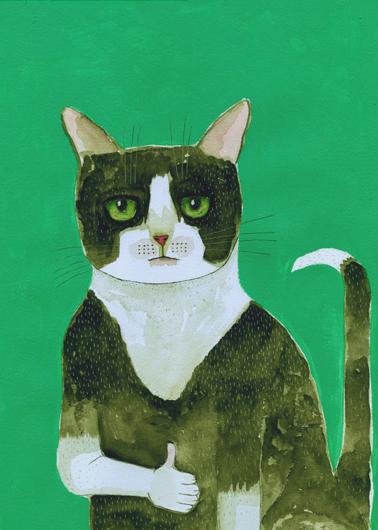 Smoking Katze Daumen hoch | Leinwand