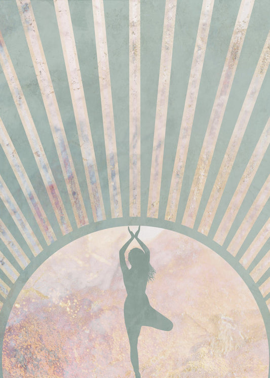 Yoga Boho Sonnenaufgang Grün 1 | Leinwand