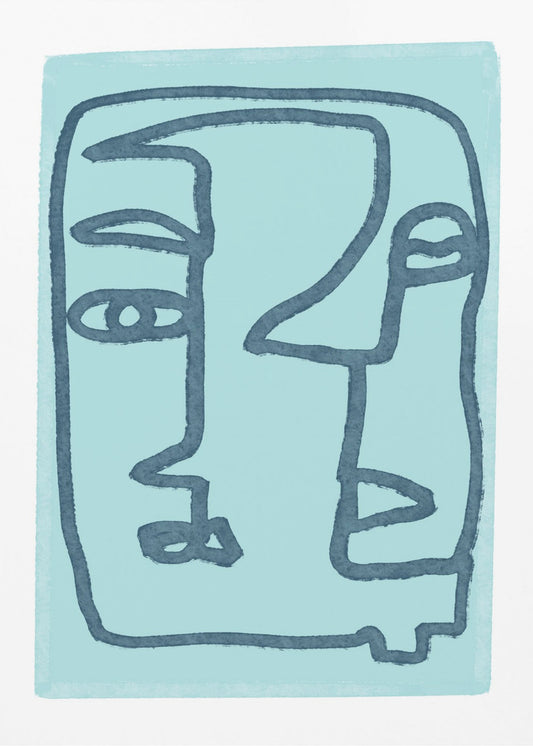 Blaue abstrakte Gesichter | Leinwand