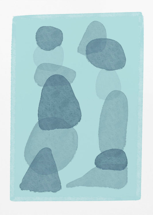 Aquarellflecken blau abstrakt minimal moderne Kunst | Leinwand