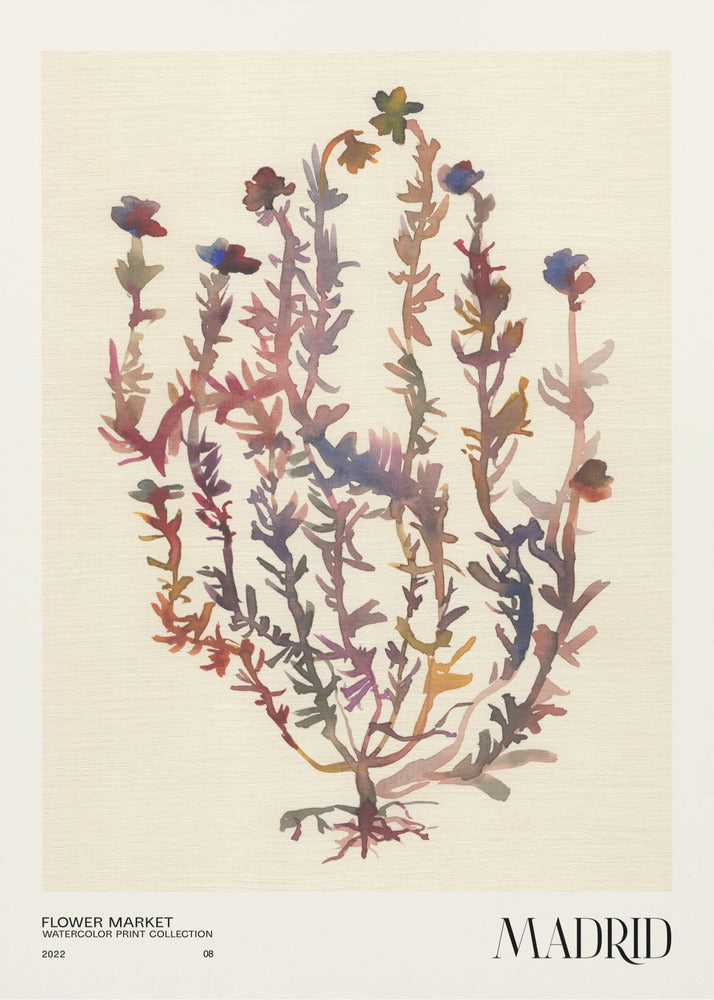 Aquarelldruck-Sammlung. Blumenmarkt – Madrid | Leinwand