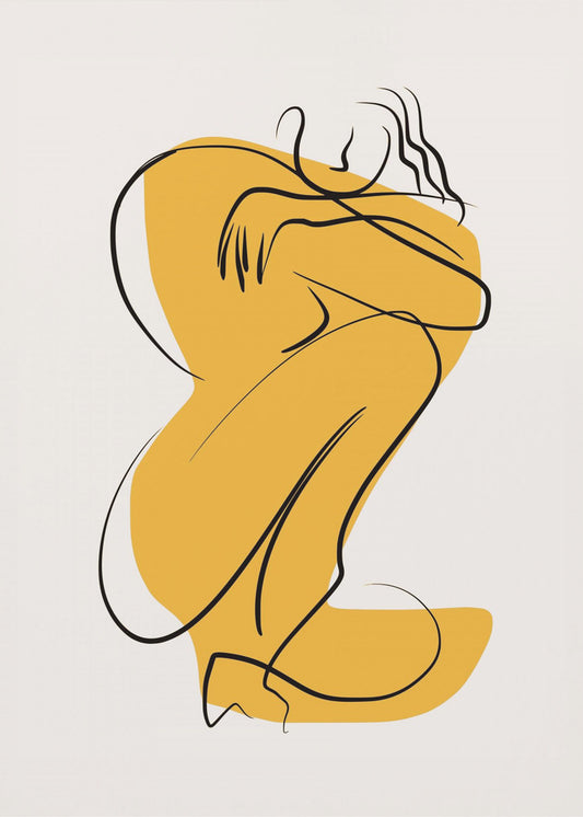 Selbstumarmung Akt in linearer Abstraktion | Poster