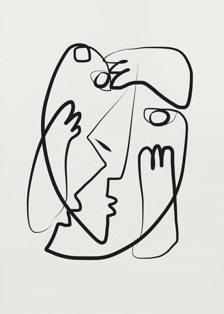 Verschlungene Gesichter im minimalistischen Stil | Leinwand