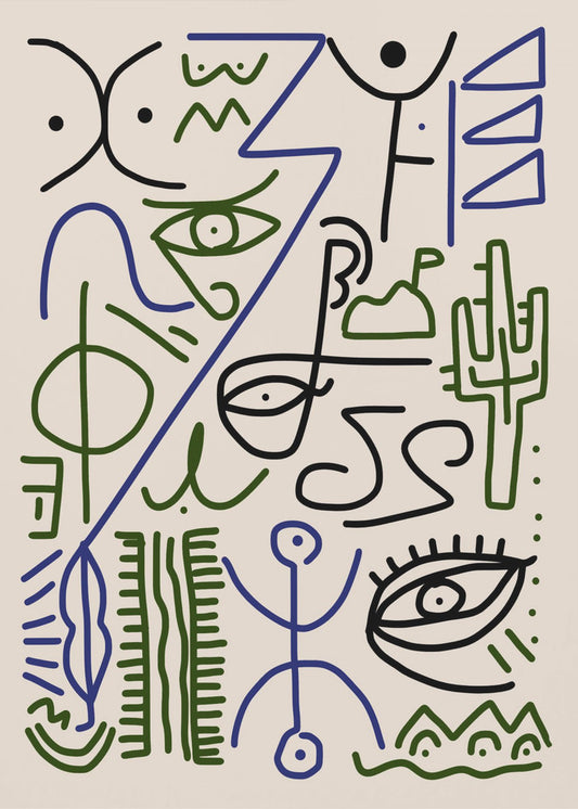 Line Art Bizarres Dorfsymbol | Poster