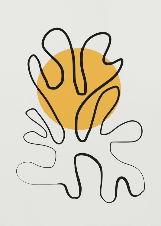 Minimalistisches Korallen- und Sonnen-Poster