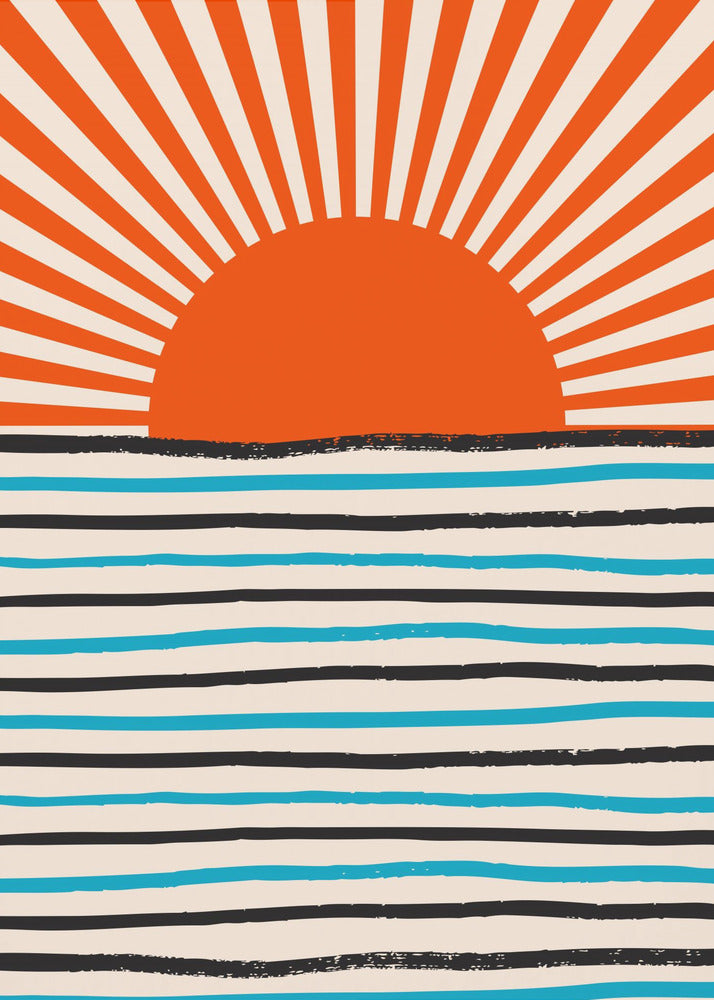 Rote Sonne und Meer | Poster