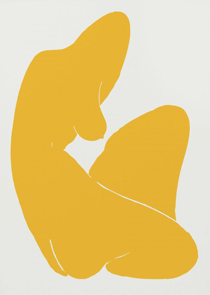 Gelbe Silhouette einer weiblichen Figur | Leinwand