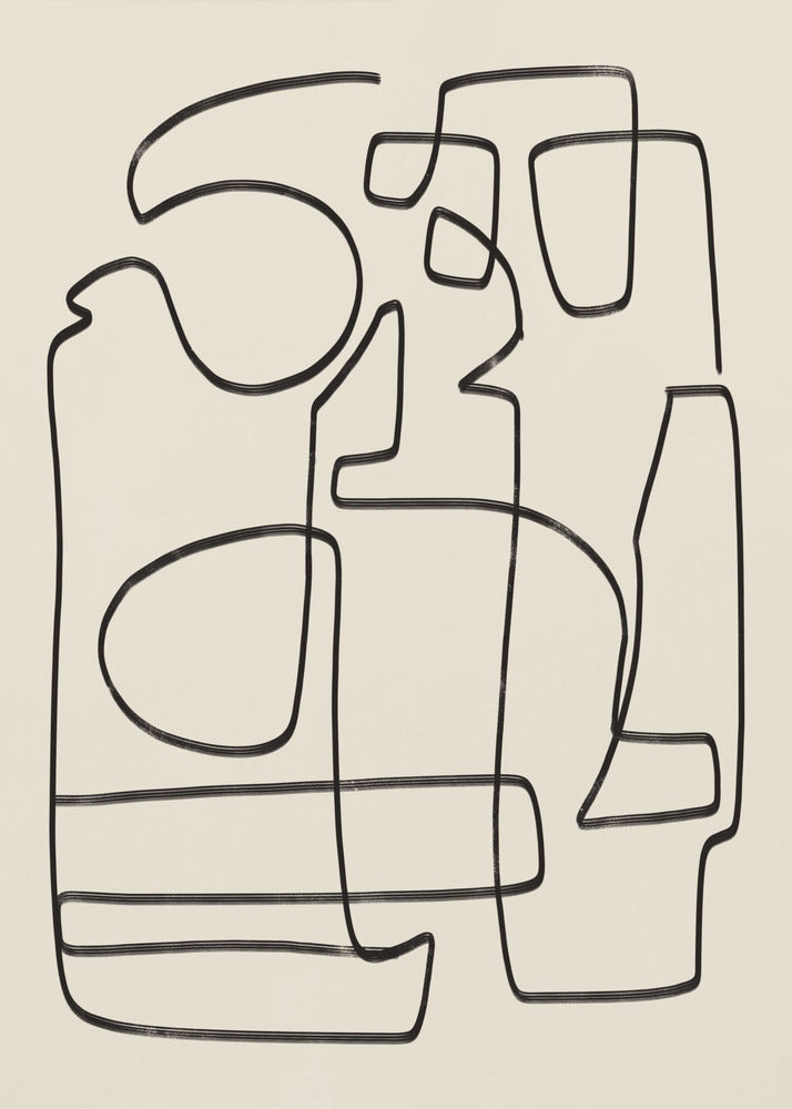 Warme abstrakte Linienkunststudie | Leinwand