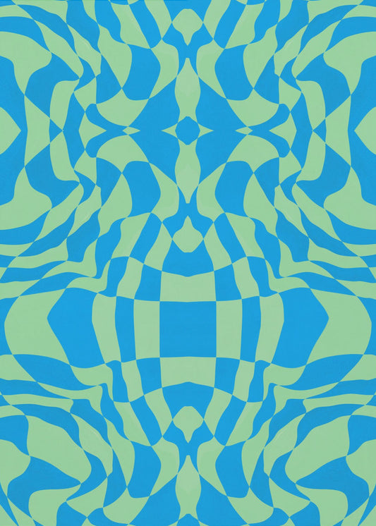 Cool Colors Warp Checkers | Poster