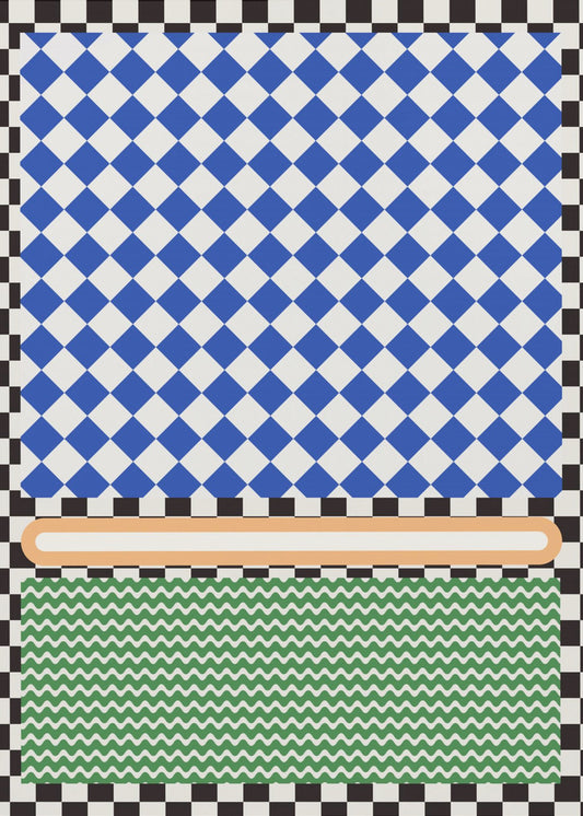 Geometrisches Muster mit blauen und weißen Diamanten | Poster