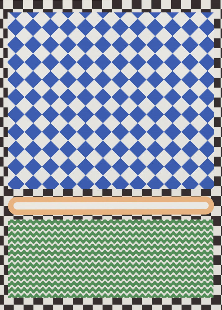 Geometrisches Muster mit blauen und weißen Diamanten | Leinwand