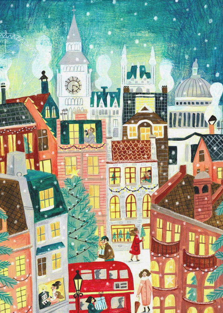 Weihnachten in London im Schnee | Leinwand