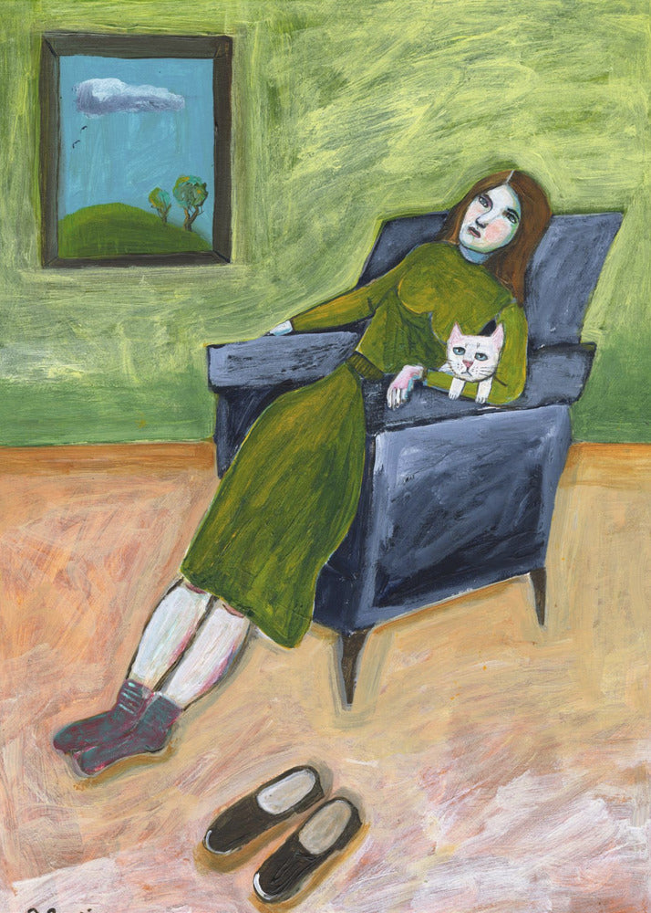 Dame mit Katze | Poster