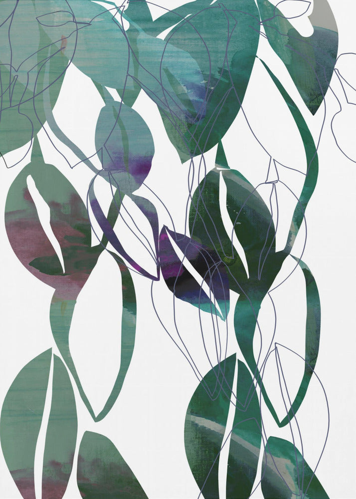 Botanische Blattkunst in Marineblau 4 | Poster