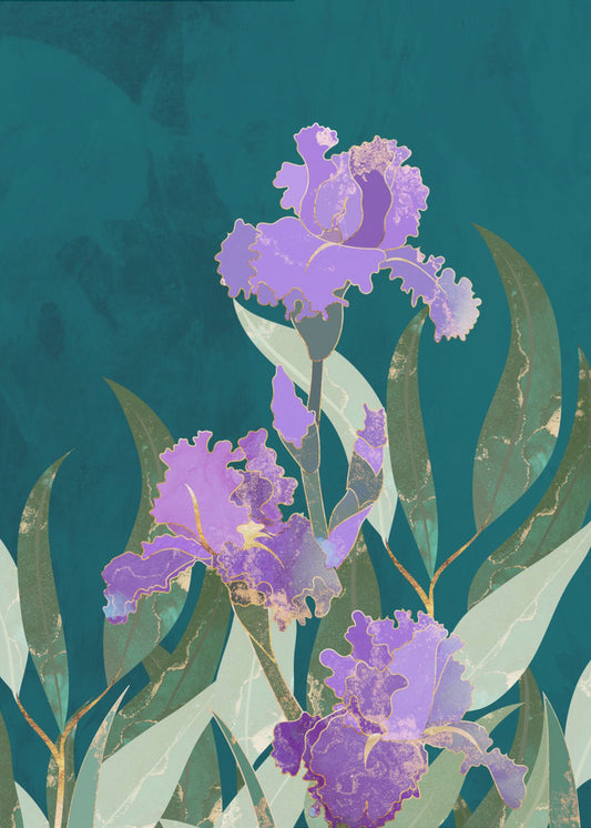 Irisblüte Türkis | Leinwand