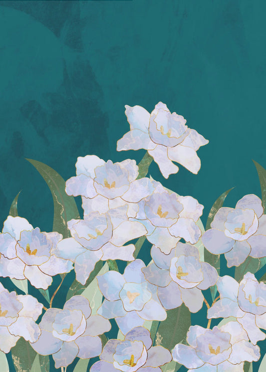 Narzissenblüten Türkis | Poster