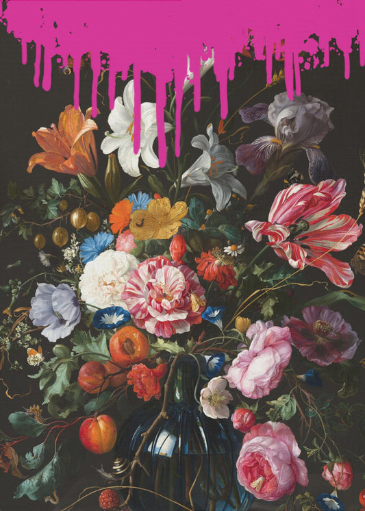 Vintage Botanische, veränderte Pinky Art | Leinwand