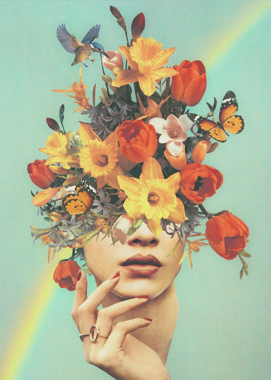 Baby&#039;s in bloom - Rainbow, flowers, birds &amp; butterflies | Canvas