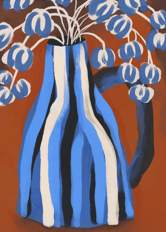 Gestreifte Vase Blüten | Leinwand
