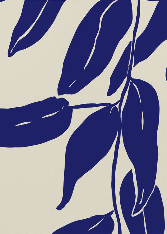 Indigo Blätter Tanz | Leinwand