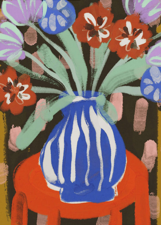 Vase mit fröhlichen Blüten | Leinwand