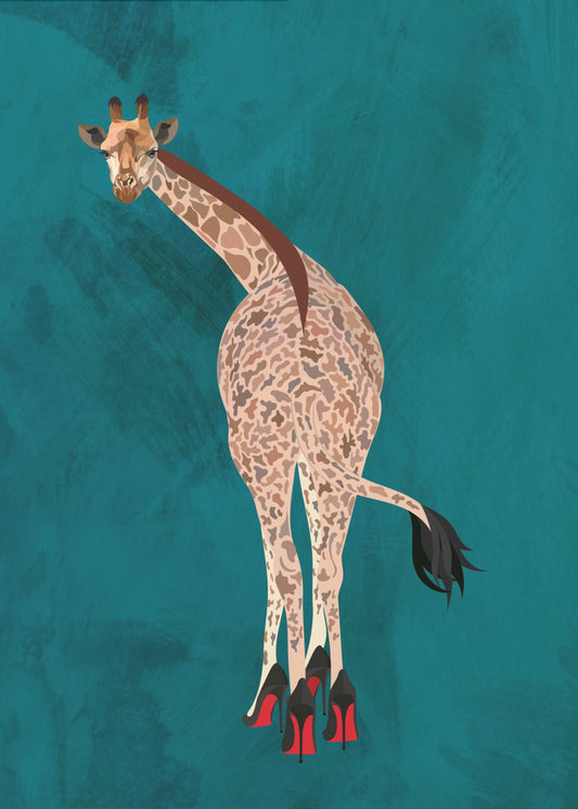 Schrullige Giraffe Grün | Leinwand
