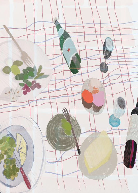 Picknick mit Essen und Wein | Poster